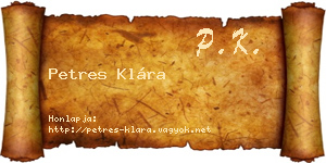 Petres Klára névjegykártya